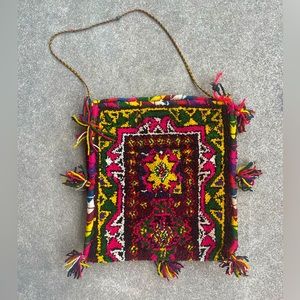 One of a kind Vintage handmade woven multicolor shoulder bag
